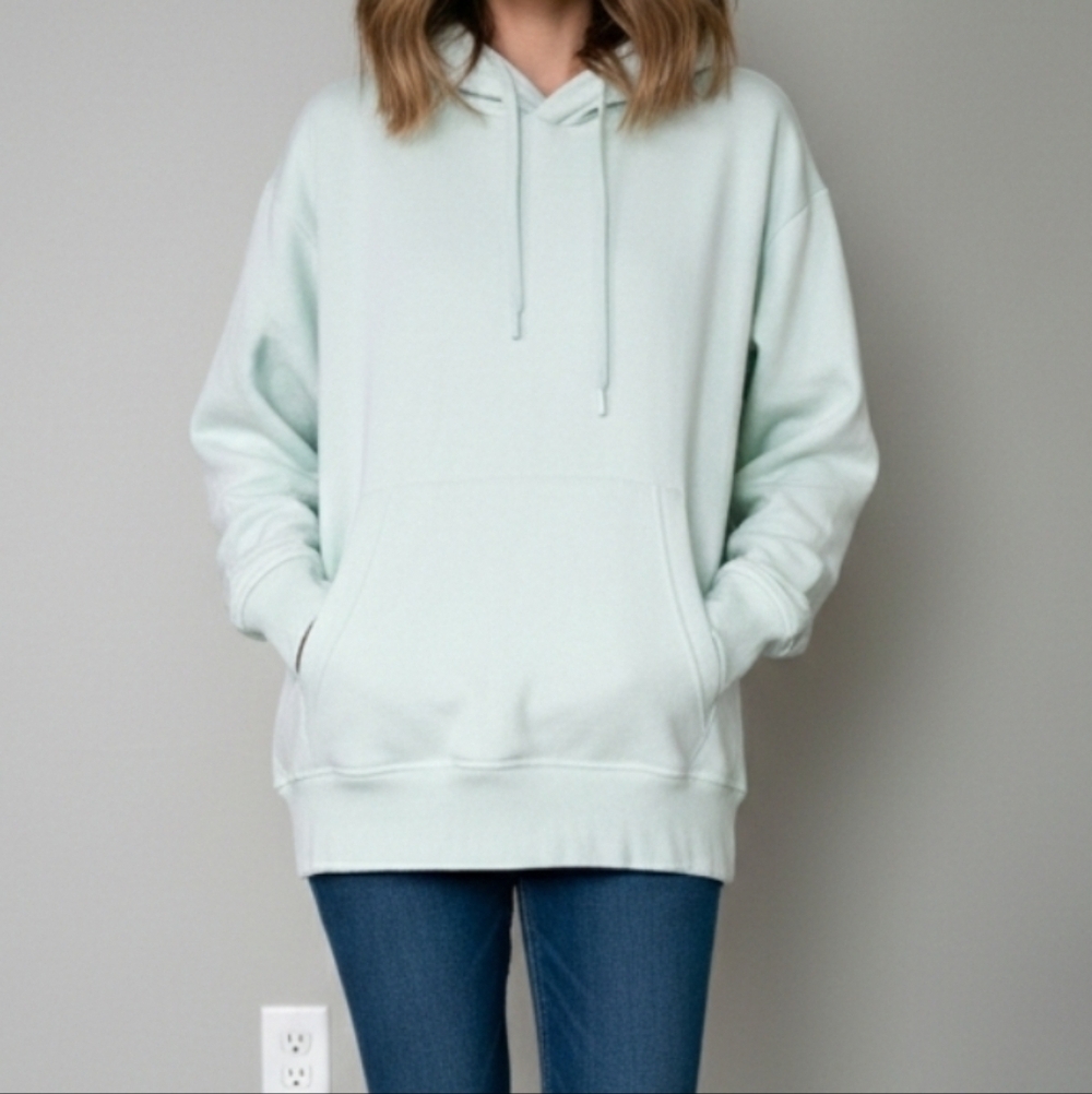 Zara Mint Green Hooded Sweatshirt w Kangaroo Pocket, UNISEX, MENS WOMENS, XL